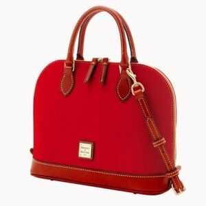 Dooney & Bourke Zip Zip Satchel Red and Leather EXCELLENT CONDITION LIKE NEW